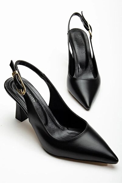 Bella Stride Γυναικεία μαύρα παπούτσια με μυτερή μύτη και τακούνι, με λουράκι...