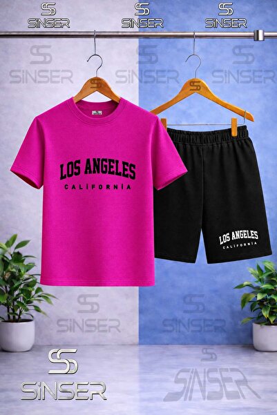 SS SİNSER Kids' Los Angeles California Syh Printed Crew Neck T-Shirt - Shorts...