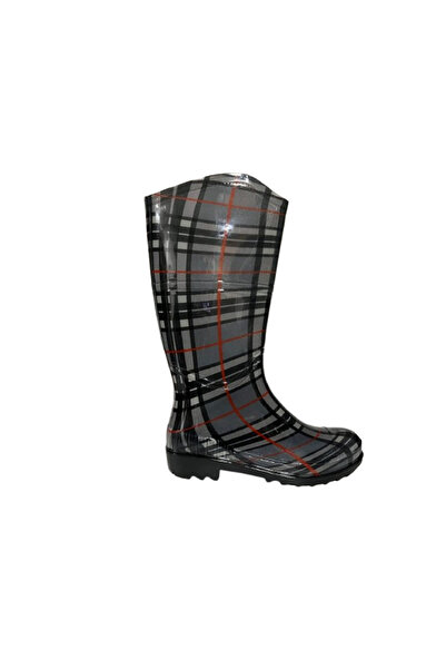 Emek Γυναικείες μπότες βροχής κήπου με γκρι-κόκκινο ριγέ σχέδιο