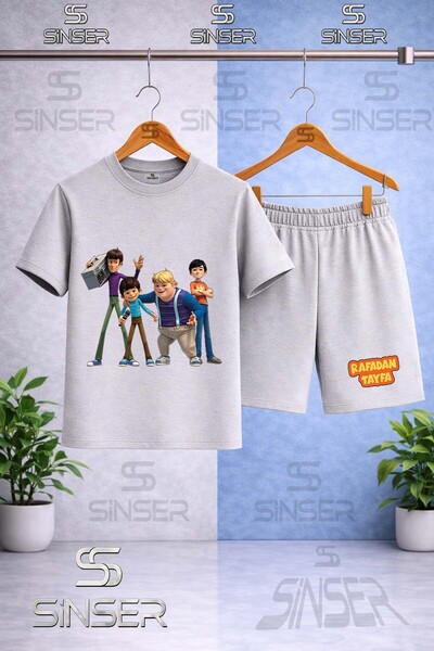 SS SİNSER Children's Rfdn Tyf Teyp 4Lu Printed Crew Neck T-Shirt - Shorts Set