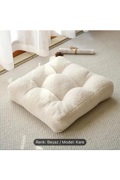 ATS Dekor Dekoratif, Çok Amaçlı Yer Minderi, Puf Bohem Peluş Minder, Kare