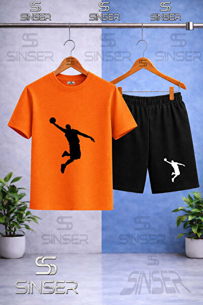 SS SİNSER Kids' Jordon Adam Black Printed Crew Neck T-Shirt - Shorts Set