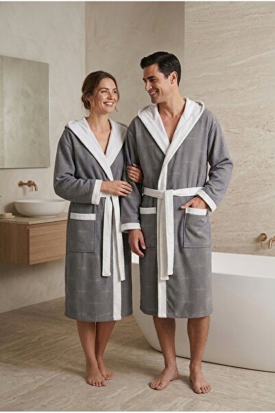 Loselya Μπουρνούζι με κουκούλα από βαμβάκι με σχέδιο Deep Wave