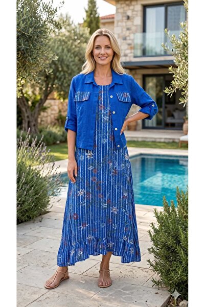 Punta Otantik NC25492 Ιταλικό σετ σακάκι φόρεμα με φλοράλ σχέδια Saks