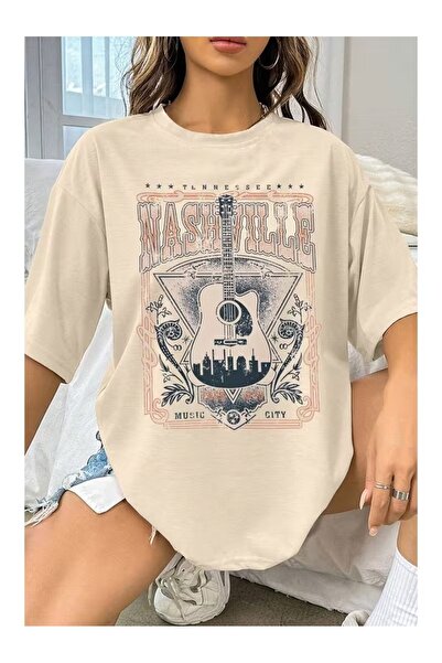 ZİYMO TRICOU OVERSIZE CU IMPRIMARE CHITARĂ NASHVILLE