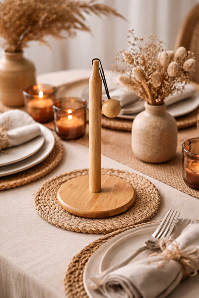 sonnenflügel Stylish Bamboo Vertical Kitchen Paper Towel Holder Modern Qualit...
