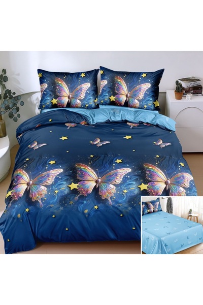 OEM Bed linen, 2 people, satin cotton, 4 pieces, with print, LSN4729