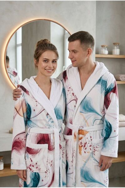 Loselya Μπουρνούζι με κουκούλα από βαμβάκι με σχέδια Ocean Splash