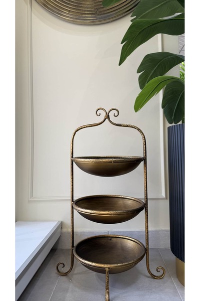 HERA DEKOR İTHAL METAL 3 KATLI STANT 76CM
