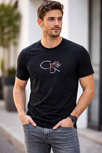 NoNameStore7 CK JEANS - Ανδρικό T-shirt κανονικής εφαρμογής με στάμπα λογότυπ...