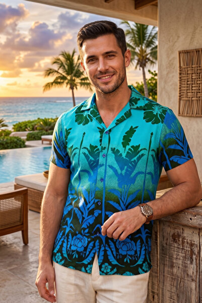 Exve Exclusive Τιρκουάζ μπλε πράσινο, έθνικ, φυσικό, αναπνεύσιμο βισκόζη, άνε...