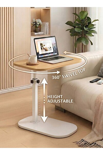 Taimi Modern Coffee Table | C-shaped Side Table With Wooden Color With White ...
