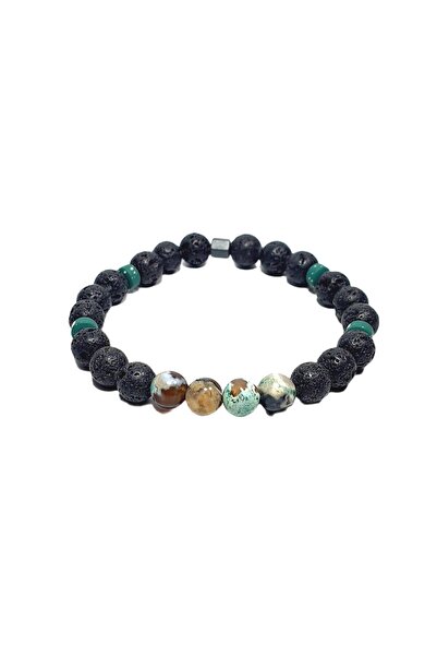 Janti Jtss26Blk1839 Agate Lava Hematite Natural Stone Black 8 mm Guaranteed F...