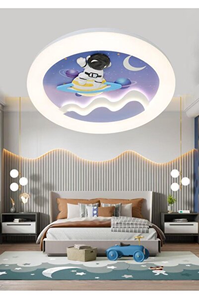Vera Lighting Mavi Çocuk Odası Plofonyer Led Avize Kumandalı 3 Renk
