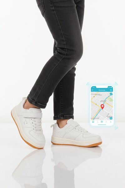WALKWAY Λευκά παιδικά αθλητικά παπούτσια Unisex με λειτουργία παρακολούθησης ...