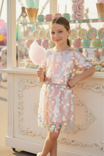 Pamina Girl's Sparkling Sequined Evening Dress Special Occasion Gown 3-4-5-6-...