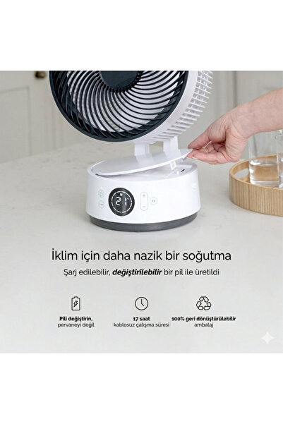 Meaco Sefte® 8″ Bataryalı Sessiz Masaüstü Vantilatör – Uyku Modlu Ve Enerji Tasarruflu Serinletici Fan