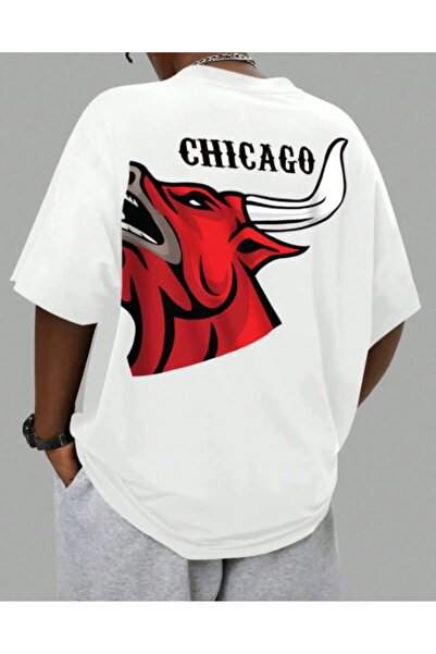 LELVANİ unisex μπλουζάκι με στάμπα CHICAGO και λαιμόκοψη ποδηλάτου