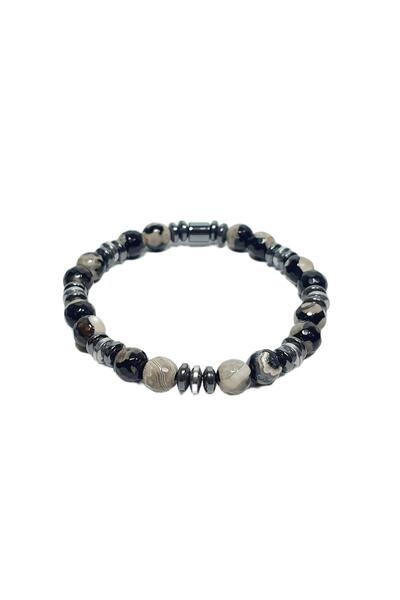 Janti Jtss26Blk1852 Agate Hematite Natural Stone Black 8 mm Guaranteed Flexib...