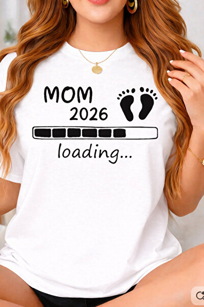 ArtYus Μπλουζάκι εγκύου με στάμπα Mom 2026 Loading, Βαμβακερό, άνετης εφαρμογ...