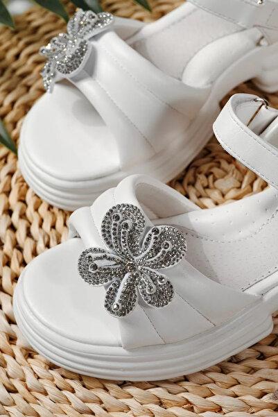 Zaira Λευκά παιδικά σανδάλια από οικολογικό δέρμα Ελάρα # 24915 - 36
