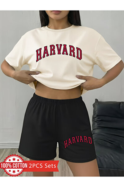 Nivorix Harvard Printed Soft Short Sleeve Top and Shorts Set