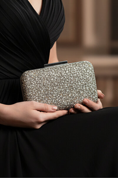 ABBRA Γυναικεία τσάντα χειρός για βραδινό φόρεμα, στάνταρ ΑΣΗΜΕΝΙΟ-ΠΡΑΣΙΝΟ