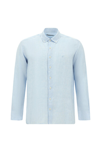 Abdullah Kiğılı Μακρυμάνικο λινό πουκάμισο με κουμπιά και γιακά σε κανονική ε...