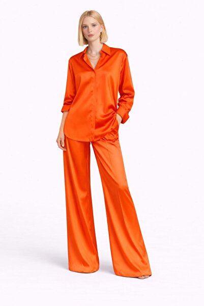 SERAVENZA COUTURE Long Sleeve Shirt Pants Stylish Satin Set Cou-106