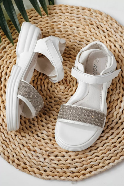 Zaira Λευκά παιδικά σανδάλια από οικολογικό δέρμα Ενάρα # 24919 - 36