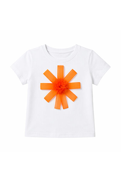 HER ŞEY NOTA www.herseynota.com Tricou alb pentru fete cu detaliu panglică po...