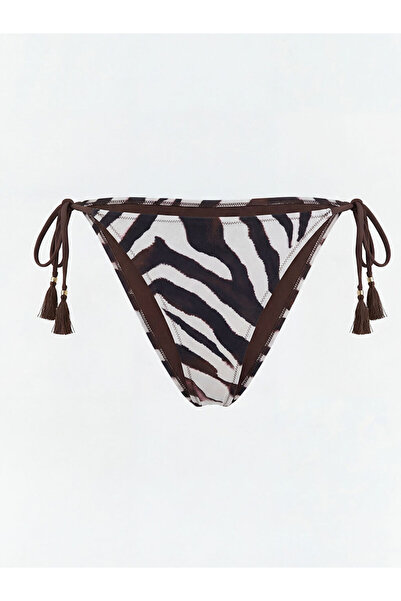 LC Waikiki Kahverengi Bağlamalı Zebra Desenli Kadın Bikini Altı