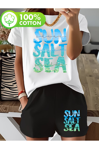 Nivorix طقم مطبوع عليه شعار SUN، طقم شورت وتي شيرت