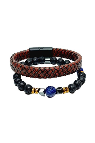 Janti Jtss26Blk1857 Agate Lava Hematite Natural Stone Flexible and Magnetic L...