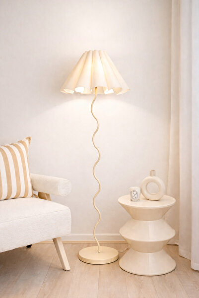 Natiorj Daisy Model Abajur Şapkalı Zikzak Lambader Salon Yatak Odası Şık Lüks