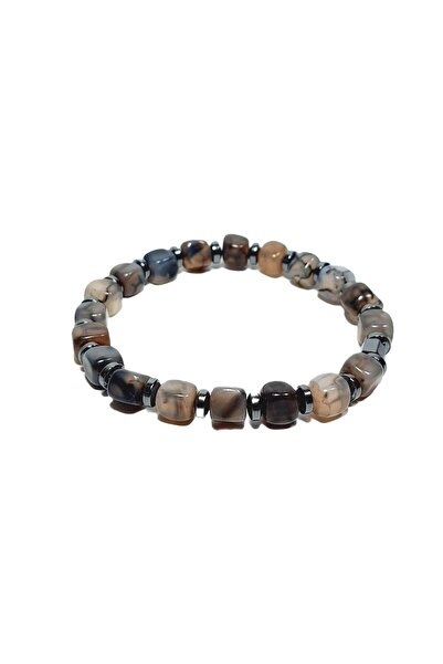 Janti Jtss26Blk1844 Agate Hematite Natural Stone Gray 8 mm Guaranteed Flexibl...