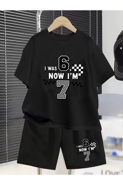 SVART WEAR Set de pantaloni scurți și tricou pentru copii cu imprimeu Six Sev...