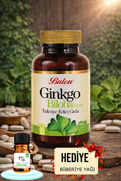 Balen Ginkgo Biloba Tablets 600 Mg 60 Pieces Food Supplement + Gift Cinnamon Oil