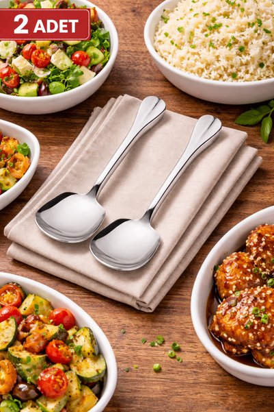 ViZKA 2 Pieces 304 Stainless Steel Serving Spoon, Steel Sauce Spoon, Presentation Spoon