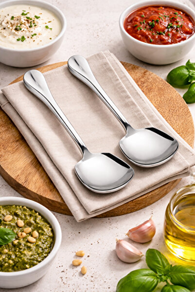 ViZKA 2 Pieces 304 Stainless Steel Serving Spoon, Steel Sauce Spoon, Presenta...