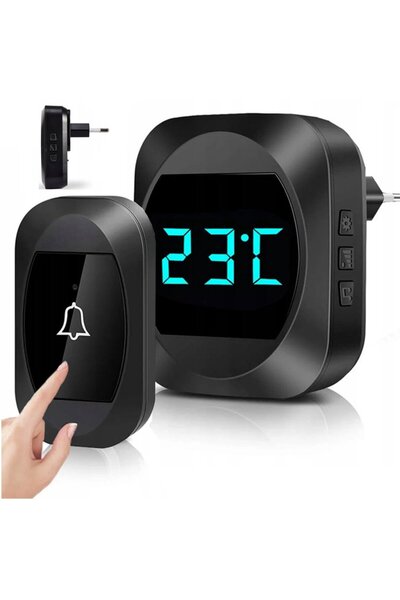 NiceKids Sonerie Wireless cu Termometru raza actiune 200m Negru