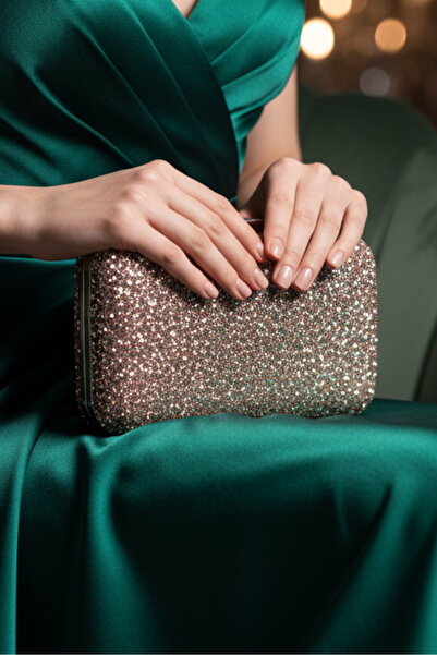 ABBRA Γυναικεία βραδινή τσάντα φορέματος Portfolio Standard ΧΡΥΣΟ-ΑΣΗΜΙ