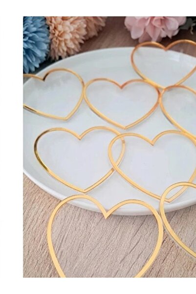 KESİTA TASARIM Tasarım Gold Çerçeveli Boş Pleksi Kalp Söz Nişan, Nikah, Kına ...
