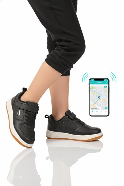 WALKWAY Μαύρα παιδικά αθλητικά παπούτσια Unisex με λειτουργία παρακολούθησης ...