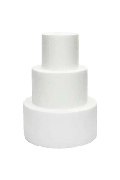 OEM Model de tort rotund cu 3 straturi, alb, 15cm