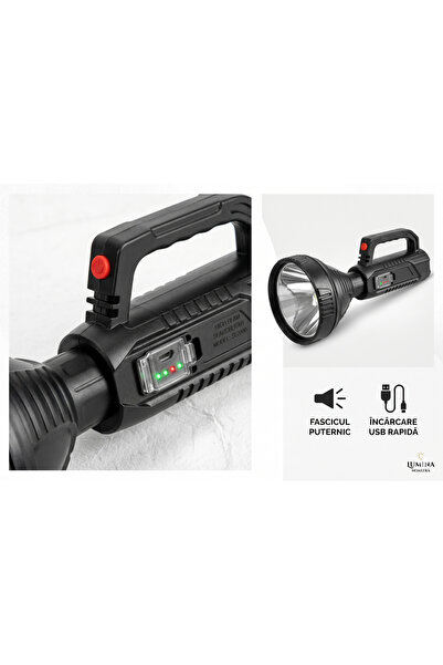 OEM Ισχυρός φακός, 1000 μ., με φόρτιση USB και λειτουργία powerbank