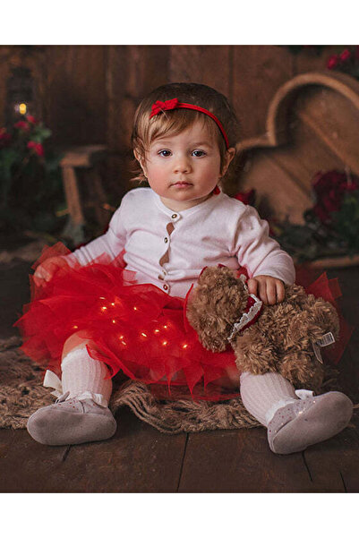fustite cu luminite Κόκκινο Βαπτιστικό Φόρεμα Μωρού με Φωτάκια - 3-18 μηνών (...