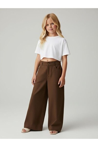 Zekids Κοριτσίστικο παντελόνι με φαρδιά μπατζάκια από ύφασμα Modal