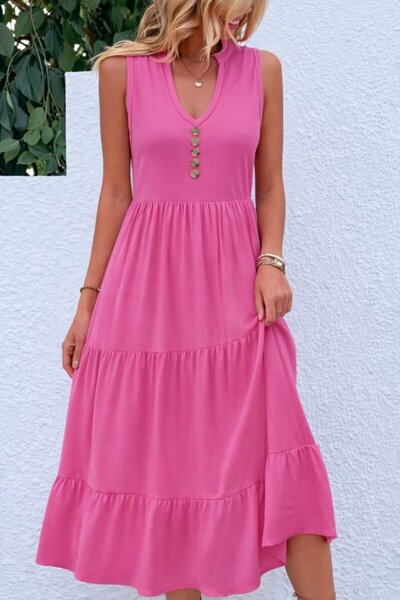 DRESSIFY WOMEN’S FASHION Γυναικείο φόρεμα μίντι από βισκόζη με τιράντες, λαιμ...