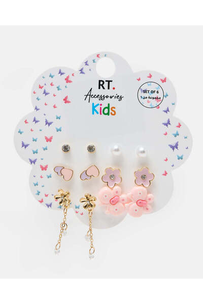 REDTAG Girls Assorted 6-Piece Stud Earring Set